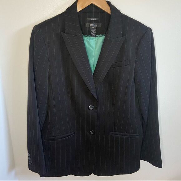 Style & Co pin stripe black blazer - Picture 2 of 9